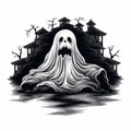 Scary Hand-Drawn Cartoon Ghost