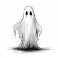 Scary Hand-Drawn Ghost with Long Arms and Legs Royalty Free Stock Photo