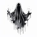 Scary Hand-Drawn Ghost with Long Arms and Legs Royalty Free Stock Photo