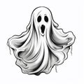 Scary Hand-Drawn Ghost with Long Arms and Legs Royalty Free Stock Photo