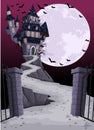 Scary haunted house with full moon. Royalty Free Stock Photo