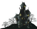 Scary haunted house and trees illustration Royalty Free Stock Photo