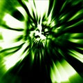 Scary head of zombie woman with disheveled hair. Illustration in green color.