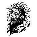 Scary head of zombie woman with disheveled hair. Vector illustration. Royalty Free Stock Photo