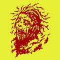 Scary head of zombie woman with disheveled hair. Vector illustration.