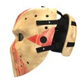 Scary hockey Halloween mask on white. 3D illustration