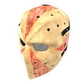 Scary hockey Halloween mask on white. 3D illustration