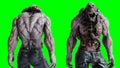 Scary, horror monster. Fear concept. green screen, isolate. 3d rendering.