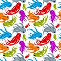 Scary horror monsters seamless vector textile pattern, beasts creatures endless wallpaper, stylish background for Halloween theme