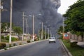 Scary huge fire of fuel tanks in the port of matanzas, cuba