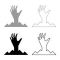 Scary human hand from ground silhouette dead man's Halloween decorative element zombie concept spooky clawed paw sharp nails bony