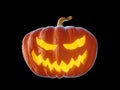 Scary Jack o lantern Halloween pumpkin. Pumpkin with candle light inside isolated on black background. 3d render illustration Royalty Free Stock Photo