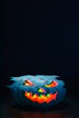 Scary Jack-o-Lantern Halloween Pumpkin with glitch effect.