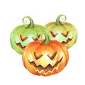 Scary Jack o Lantern halloween pumpkins Royalty Free Stock Photo