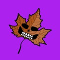 Scary leaf funky graphic illustration