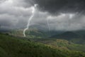 Scary lightenings and clouds over mountains in monsoon season