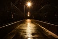 Foot bridge on a rainy night Royalty Free Stock Photo