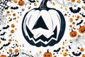 Scary looking Halloween pumpkin, white background Royalty Free Stock Photo