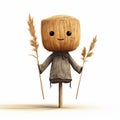 Scary Man Scarecrow Illustration With Natural Materials