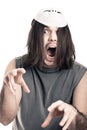 Scary man screaming Royalty Free Stock Photo