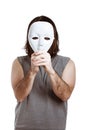 Scary man with white mask Royalty Free Stock Photo