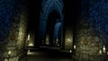 Scary medieval church at night. 3d rendering.
