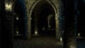 Scary medieval church underground. 3d rendering.