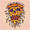 Scary monster pizza melted illustration