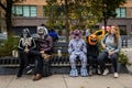 Scary monsters and skeletons performers at NYC Village Halloween parade