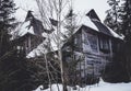 Scary mysterious abandoned house in the forest Royalty Free Stock Photo