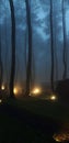 Scary Mystical Mist in Pine Forest, Lembang, West Java, Indonesia