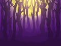 Scary night forest. Full moon. Vector background Royalty Free Stock Photo