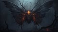 Scary Nightmare Creature With Fiery Wings In Realistic Style