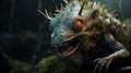 Scary Nightmare Creature With Lizard - A Creepy Encounter