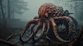 Scary Octopus In The Woods: Unreal Engine Rendered Science Fiction Art