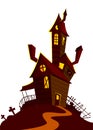 Cartoon scary haunted house. Halloween vector illustration Royalty Free Stock Photo