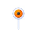 The scary orange eyeball candy. Isolated Vector Illustration