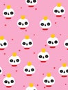 Funny Halloween Vector Pattern with Abstract Hand Drawn Skulls on a Pink Background. Royalty Free Stock Photo