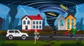 Scary People Run Street Tornado Funnel Crush Car Royalty Free Stock Photo