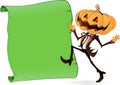 Scary Pumpkin Character with Scroll