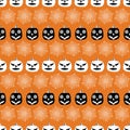 Scary pumpkin faces and spider webs seamless pattern print. Halloween background design