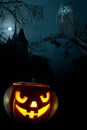 Scary pumpkin on Halloween nigh