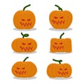 Scary pumpkins for Halloween set. terrible holiday symbol
