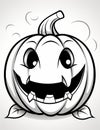 Scary pumpkins outlines kids cartoon illustration for Halloween