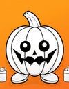 Scary pumpkins outlines kids cartoon illustration for Halloween