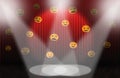 Scary pumpkins, Red rising curtain with spotlight