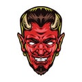 Scary red devil head with horns