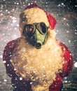 Scary Santa Claus with gas mask Royalty Free Stock Photo