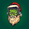 Scary santa frankenstein Halloween Vector