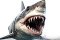 Scary Shark With Huge Teeth On White Background. Generative AI Royalty Free Stock Photo
